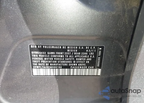 2012 Volkswagen Jetta Sportwagen 2.0L Tdi z USA, uszkodzony, nr VIN 3VWPL7AJXCM668196